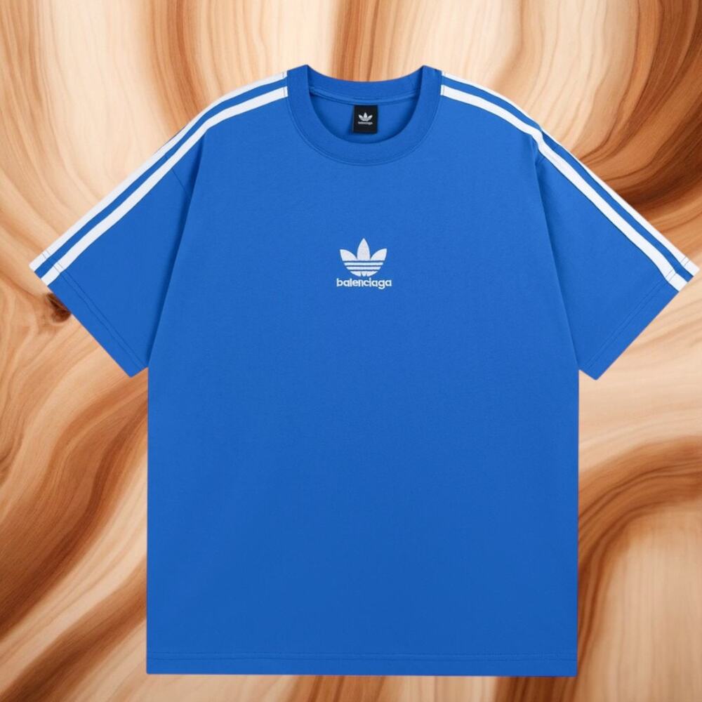 Balenciaga Blue Short Sleeve Tee with Relaxed Fit